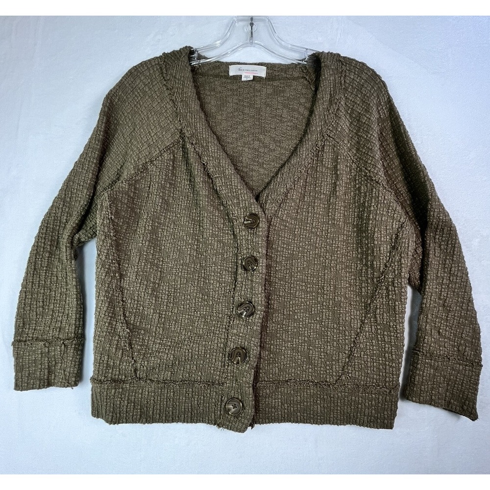 Two by Vince Camuto Womens M Cardigan Sweater Textured Brown Boxy